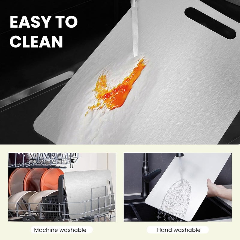 TESFLY Titanium Cutting Board - 100% Pure Titanium Cutting Boards For Kitchen,Easy to clean, Double-sided food-grade Cutting Board For Cutting Meats, Fruits - Image 3